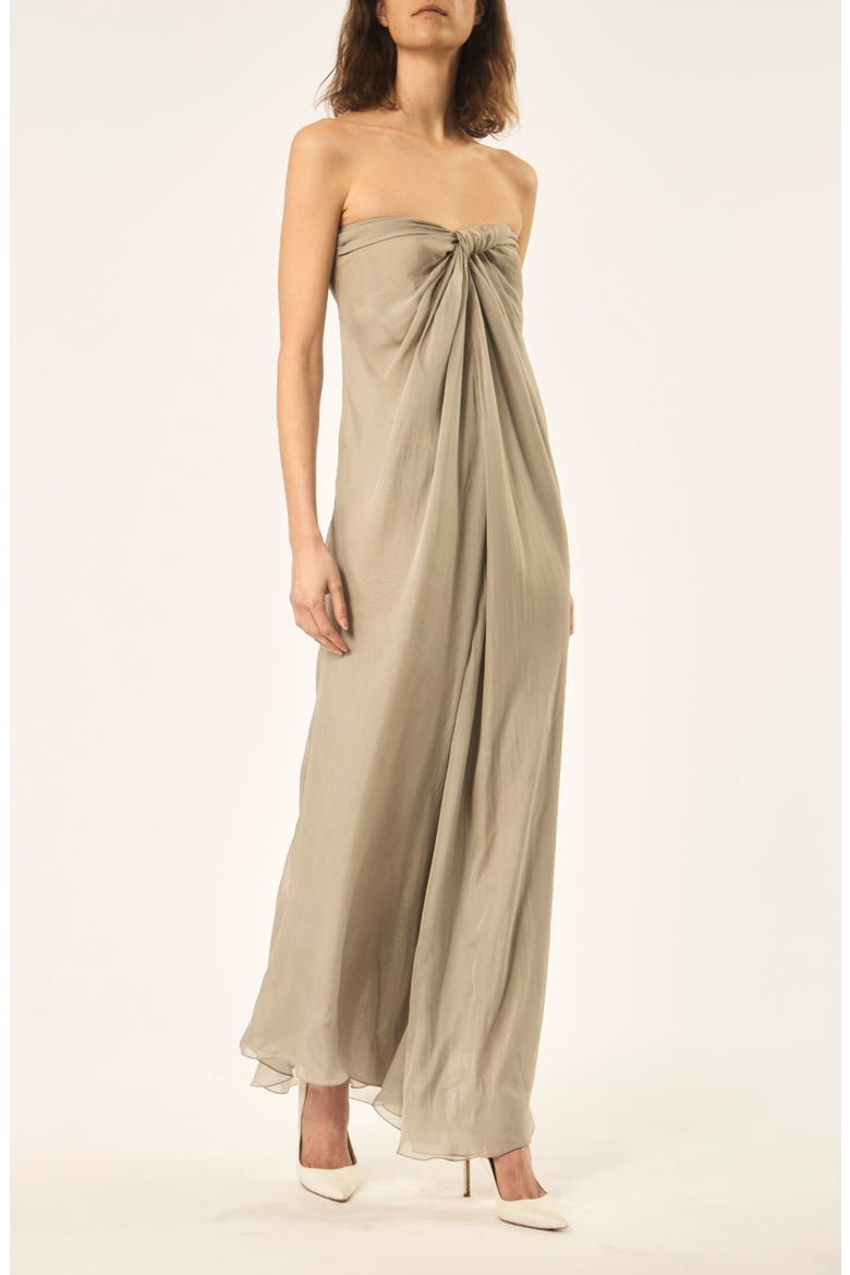 mirabel formal satin high slit dress Mirabel Strapless Silk Gown (Women)