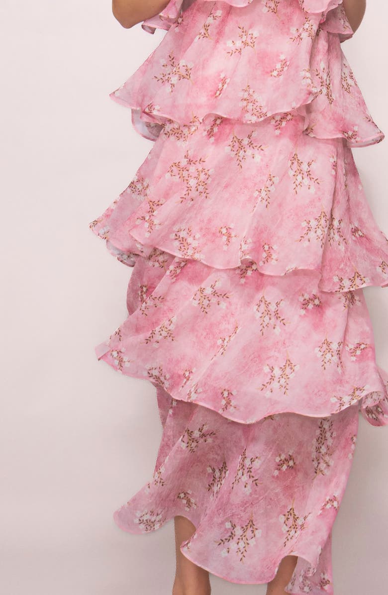 MELLODAY Floral Tiered Maxi Dress, Alternate, color, Pink Floral