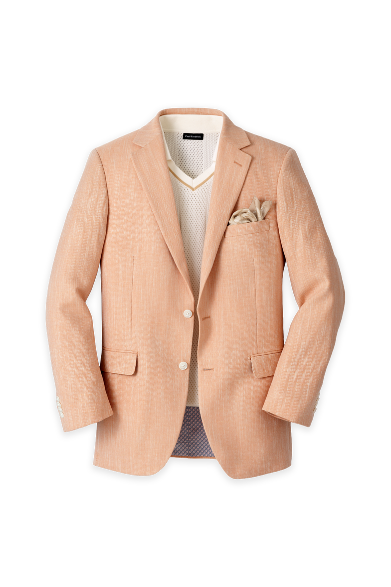 Cotton Blend Herringbone Single Breasted Notch Lapel Sport Coat, Main, color, Melon