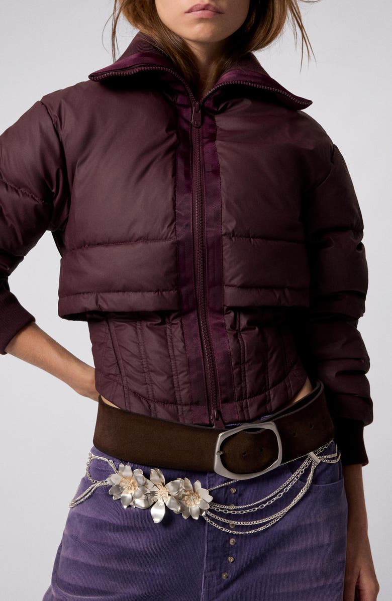 Desigual Quilted Crop Puffer Jacket, Alternate, color, Burgundy