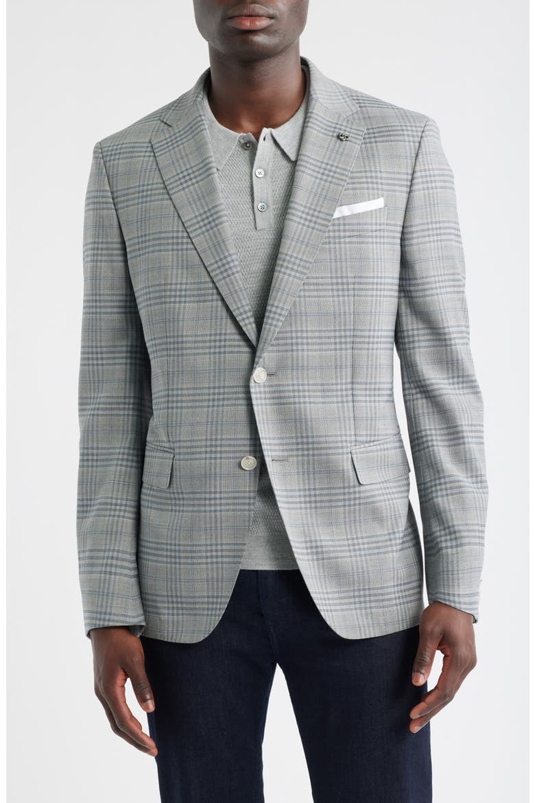 Hutson Slim Fit Plaid Sport Coat, Main, color, SILVER