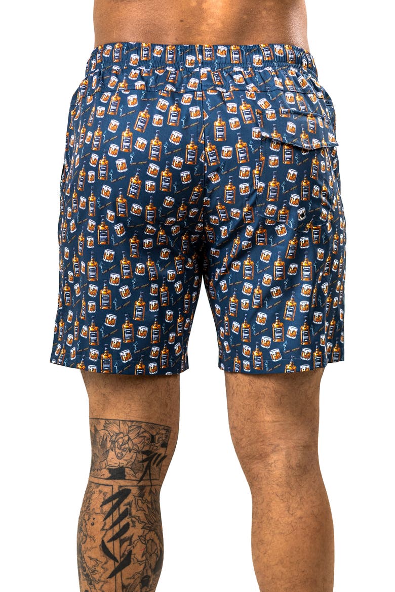 Swim Marthyr Print Swim Trunks, Alternate, color, BLACK