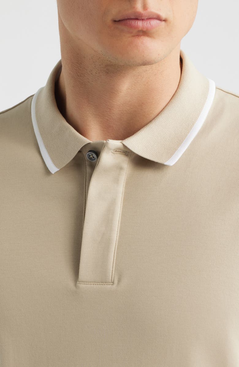 BOSS Parlay Tipped Cotton Polo, Alternate, color, Open Beige