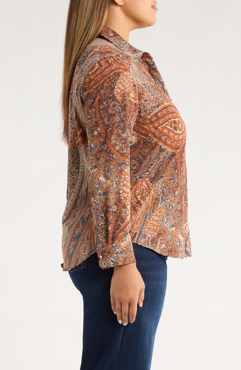 Lauren Ralph Lauren Paisley Print Classic Fit Crepe Button-Up Shirt, Alternate, color, Cream Multi