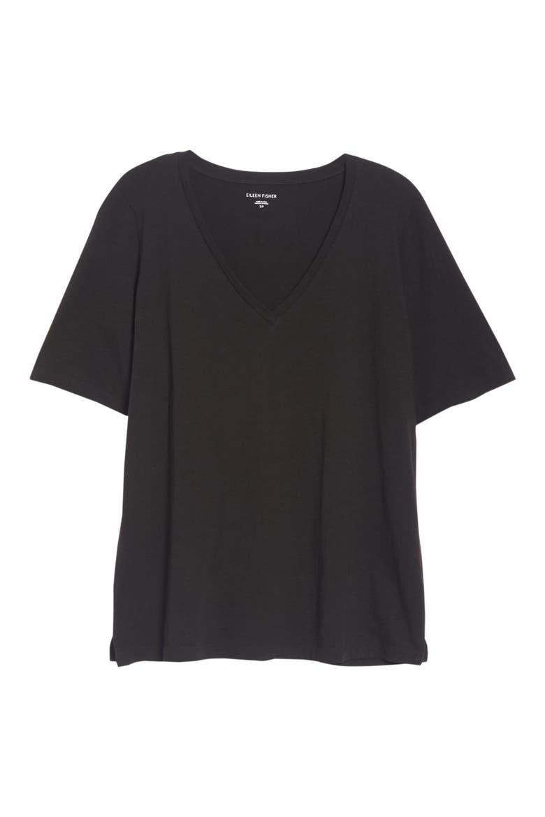 V-Neck Organic Cotton Tee, Alternate, color, BLACK