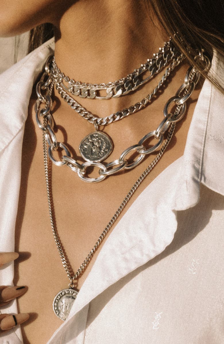 Child of Wild Empire Pendant Choker Necklace, Alternate, color, Silver