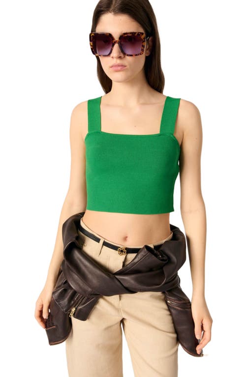 Shop Maje Knit Crop Top In Green