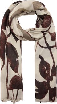MANGO Printed Scarf with Frayed Edge