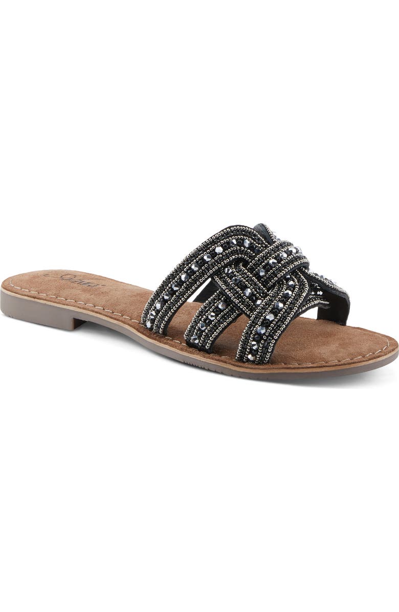 AZURA BY SPRING STEP Poshco Beaded Slide Sandal, Main, color, Black Multi