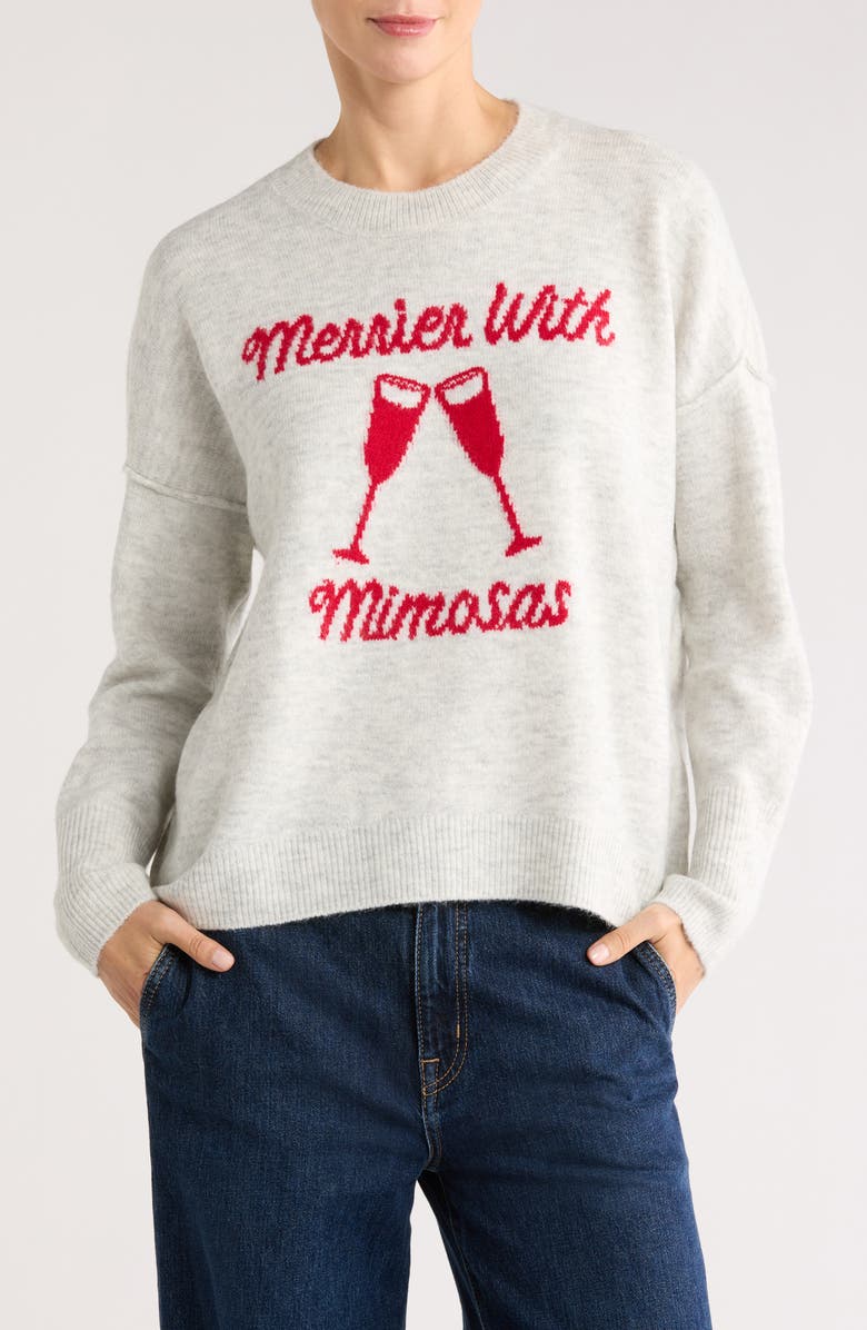 CeCe Merrier with Mimosas Sweater, Main, color, Jazz Club Glamour Red