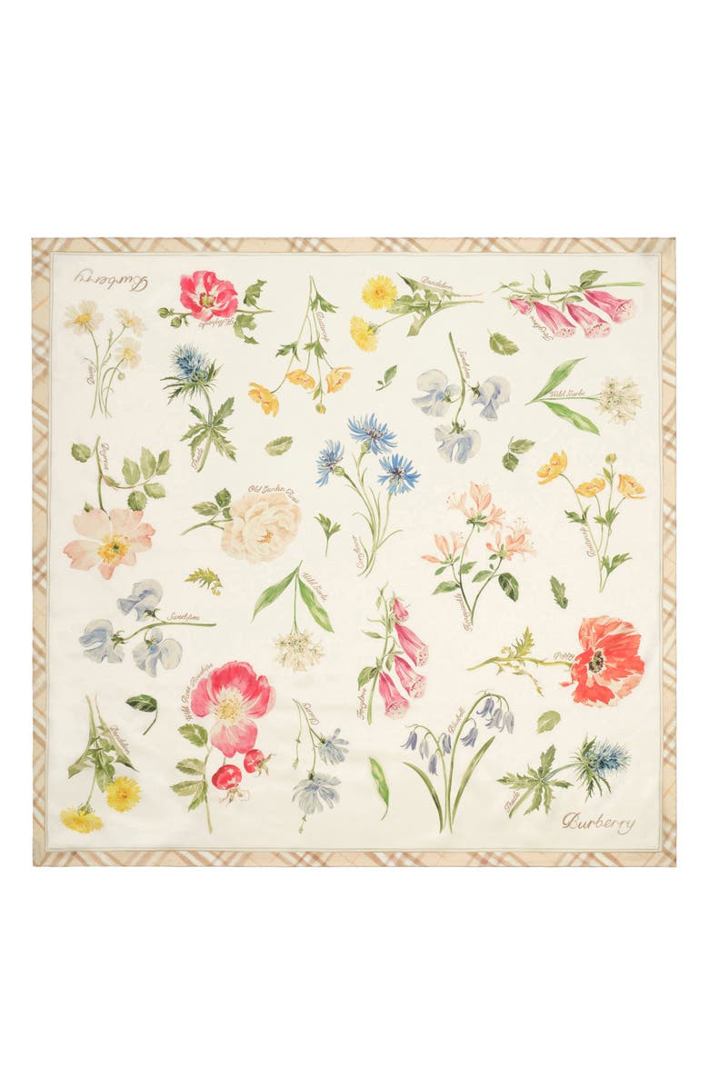 Burberry Blooms of Britain Silk Scarf, Alternate, color, Sesame Beige
