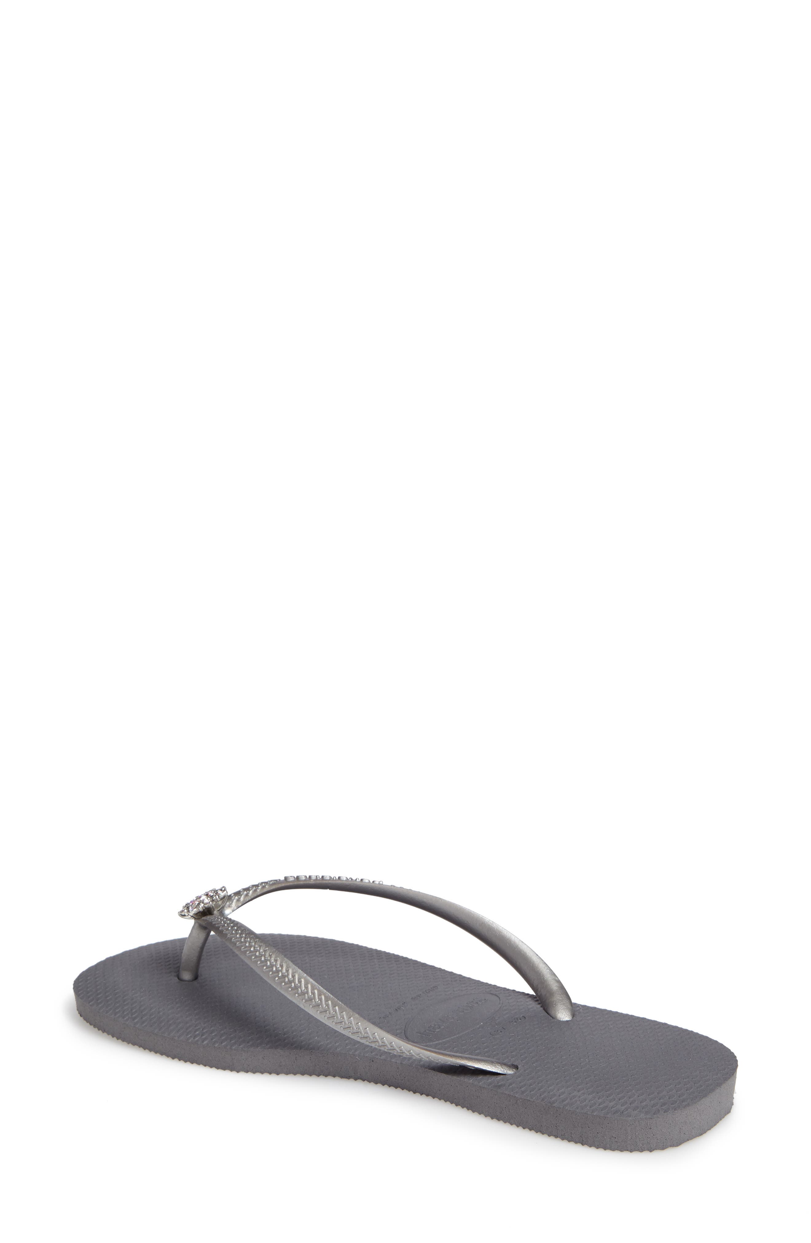 Slim Crystal Poem Flip Flop, Alternate, color, STEEL GREY