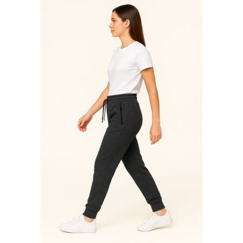 Womens Ultra Soft Zipper Pocket Fleece Sweatpant Jogger