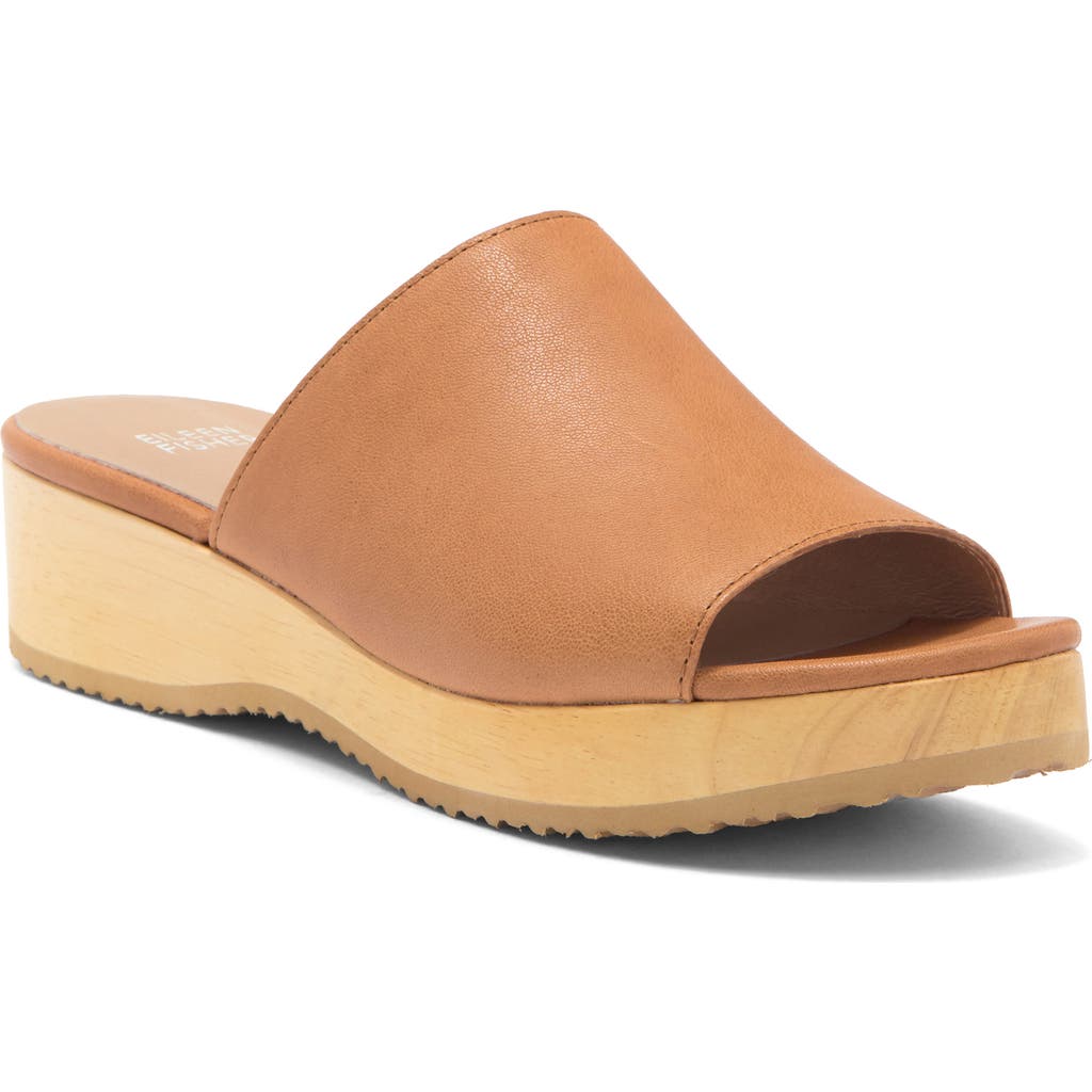 Eileen Fisher Novel Platform Slide Sandal In Cognac