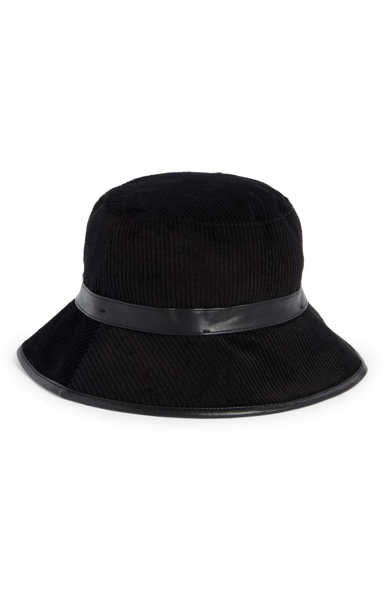 Vince Camuto Corduroy Bucket Hat, Alternate, color, Black