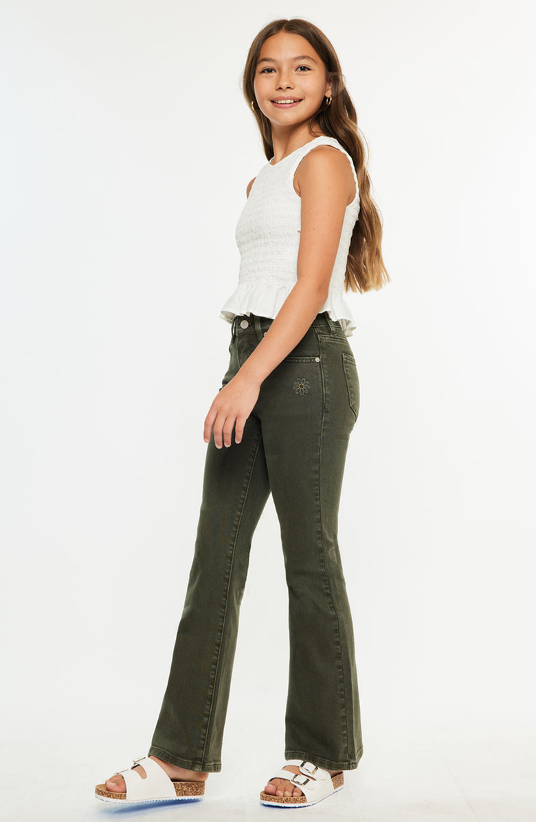 KanCan Ezra High Rise Flare Jeans, Alternate, color, Dark Olive