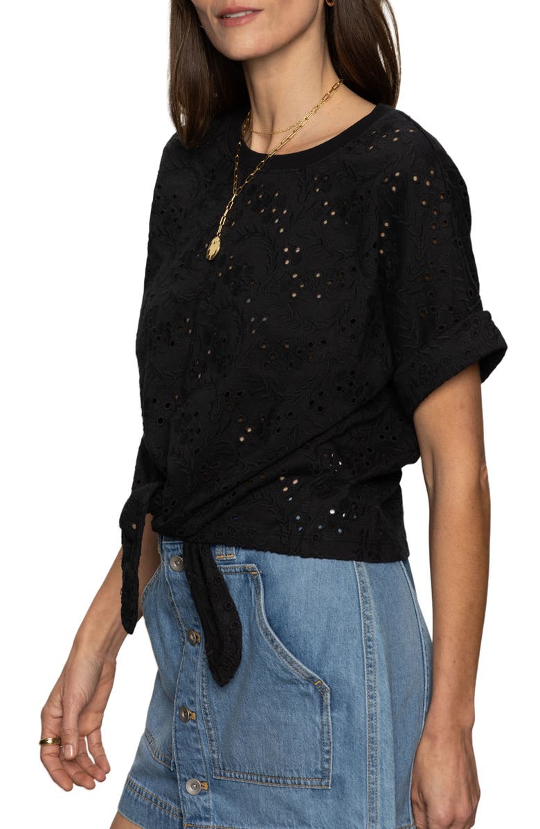Sanctuary All Day Eyelet Embroidery T-Shirt, Alternate, color, Black