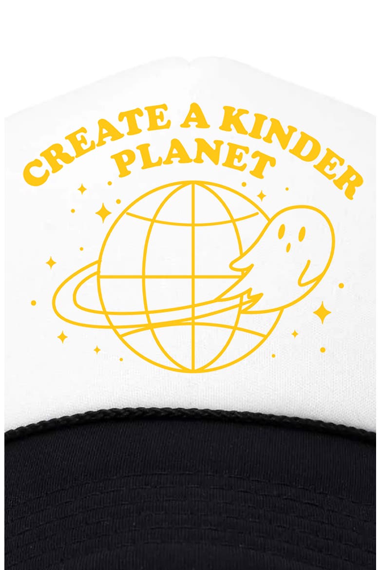 Kinder Planet Snapback Trucker Hat, Alternate, color, Black White
