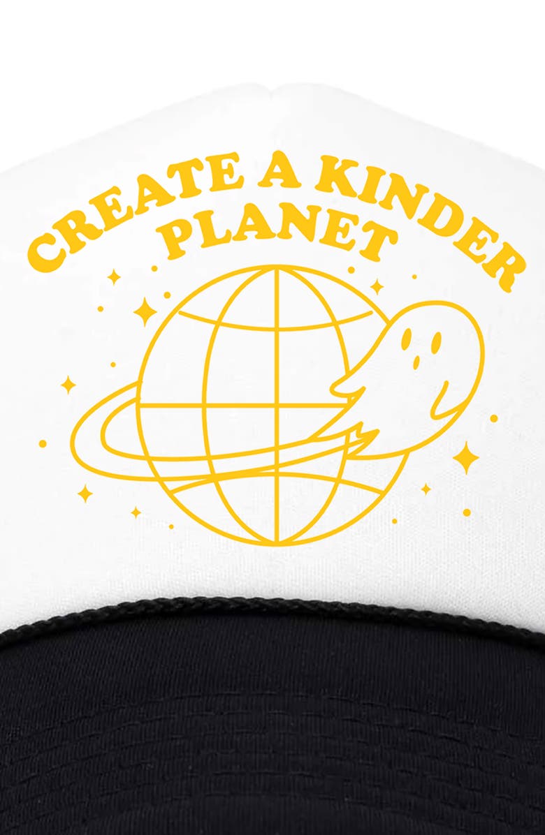 Dalix Kinder Planet Snapback Trucker Hat, Alternate, color, Black White