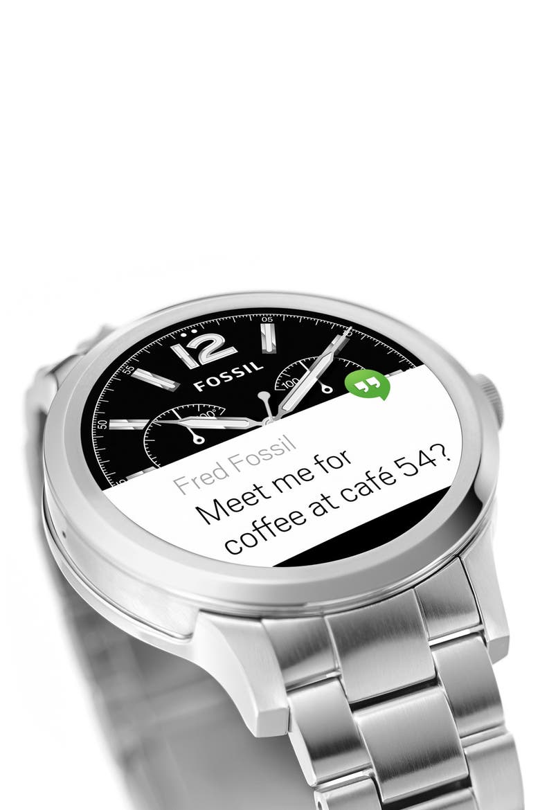 Fossil 'Fossil Q - Founder' Round Bracelet Smart Watch, 47mm, Alternate, color, SILVER/ BLACK