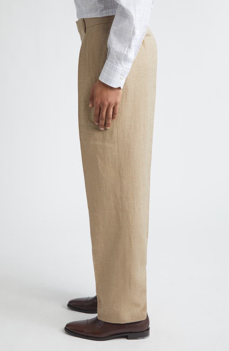 Ralph Lauren Purple Label Glenn Pleat Front Herringbone Trousers, Alternate, color, Khaki Multi