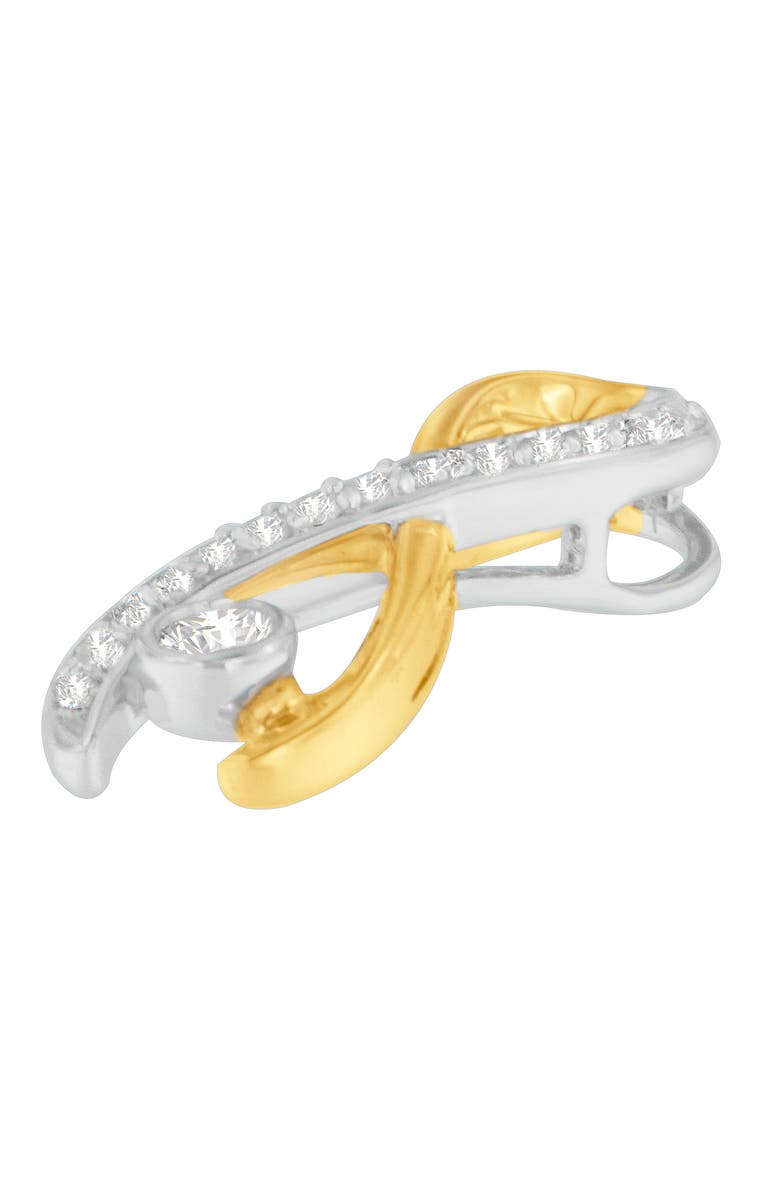 Haus of Brilliance 10K Two-Tone Gold 1/5 cttw Diamond Radiant Ribbon Pendant Necklace, Alternate, color, Yellow