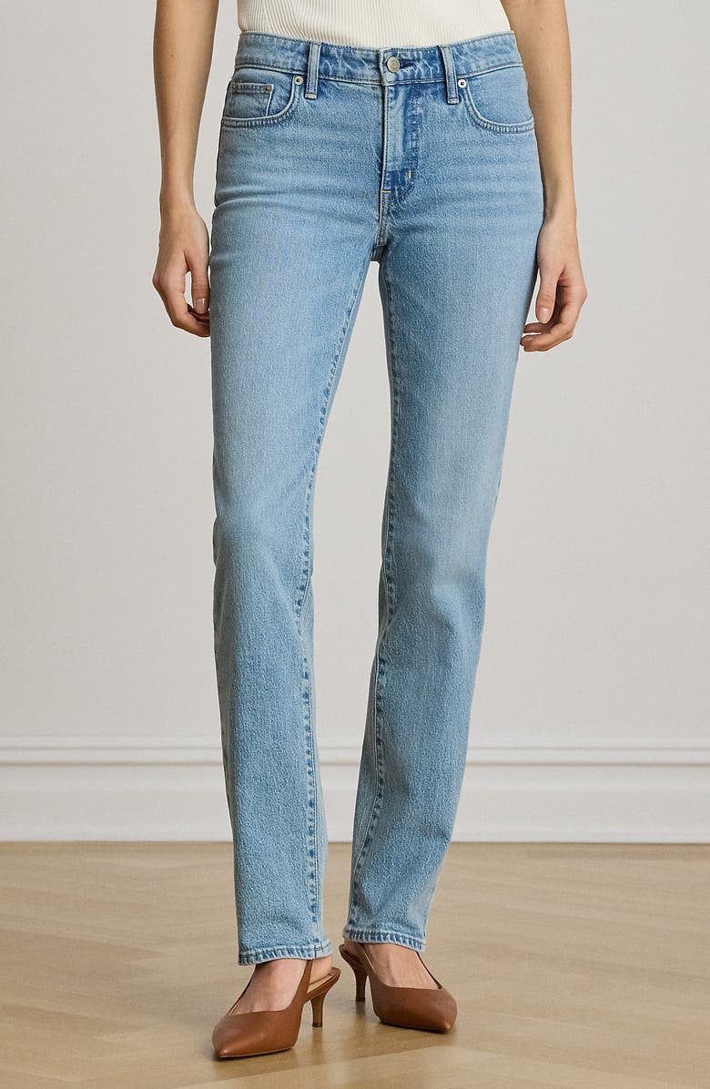Lauren Ralph Lauren High Waist Straight Leg Ankle Jeans, Alternate, color, Alicia Wash Blue