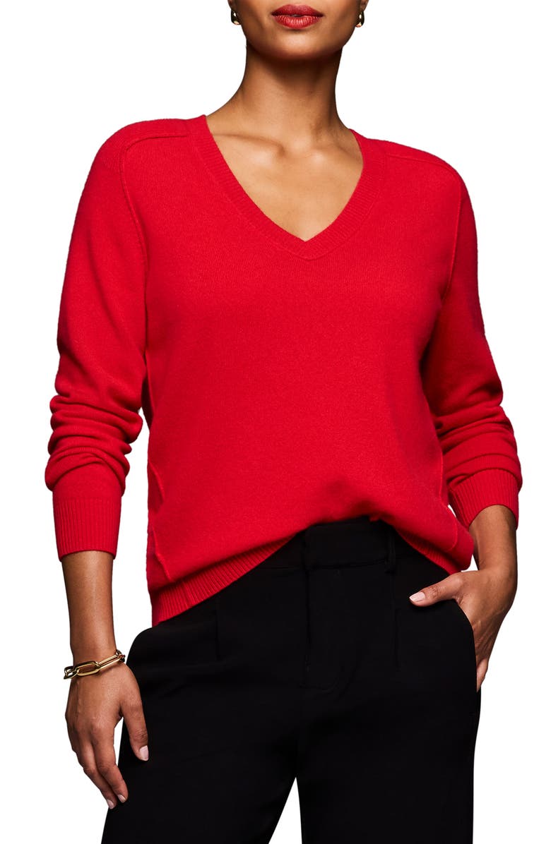 NIC+ZOE V-Neck Cashmere Sweater, Main, color, Scarlet