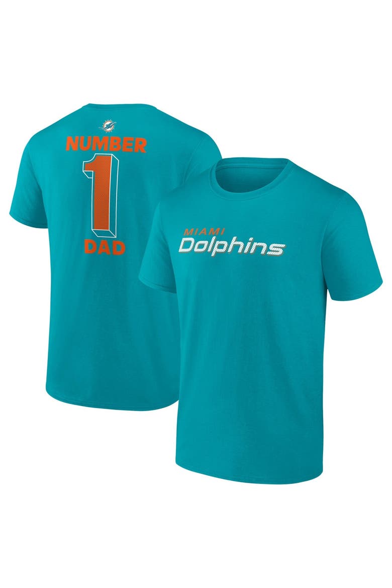 Men's Fanatics  Aqua Miami Dolphins Big & Tall Number One Dad T-Shirt, Alternate, color, Aqua