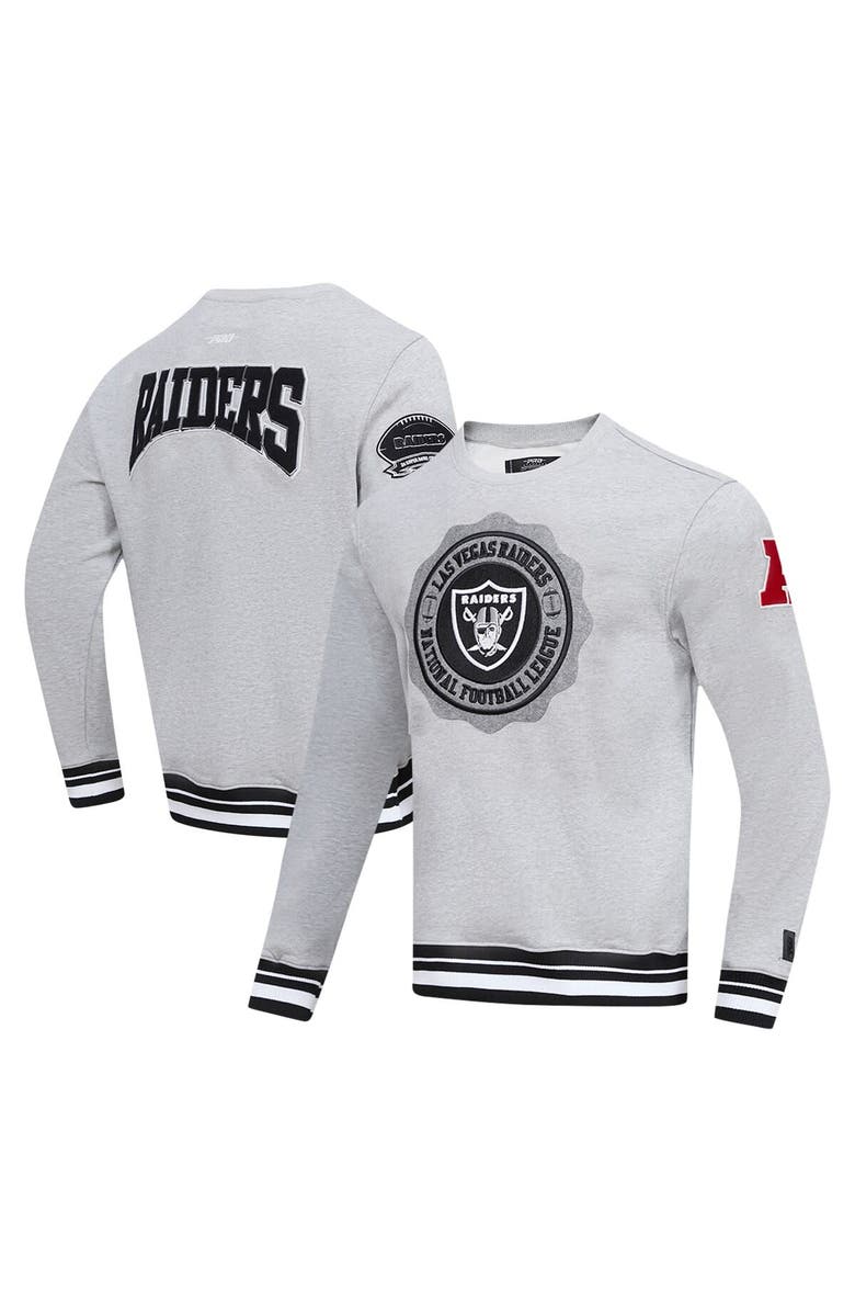 PRO STANDARD Men's Pro Standard Heather Gray Las Vegas Raiders Crest Emblem Pullover Sweatshirt, Main, color,
