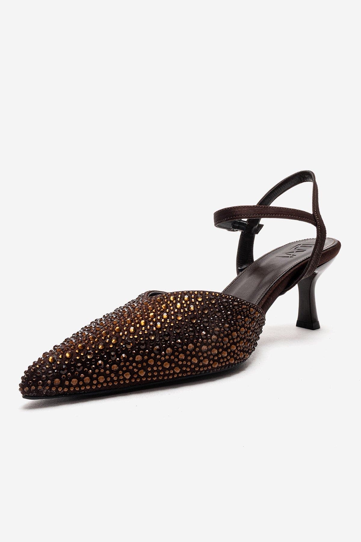 Vilka Embellished Slingback Kitten Heel Pumps, Alternate, color, Brown Satin