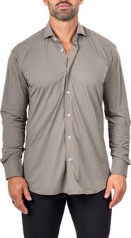 Maceoo Eins Shaped Fit Marthy3015 Green Knit Button-Up Shirt