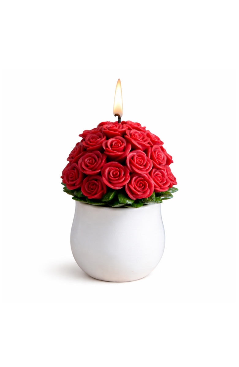 Southlake gifts Rose Bouquet Candle, Main, color, Dark Red Rose