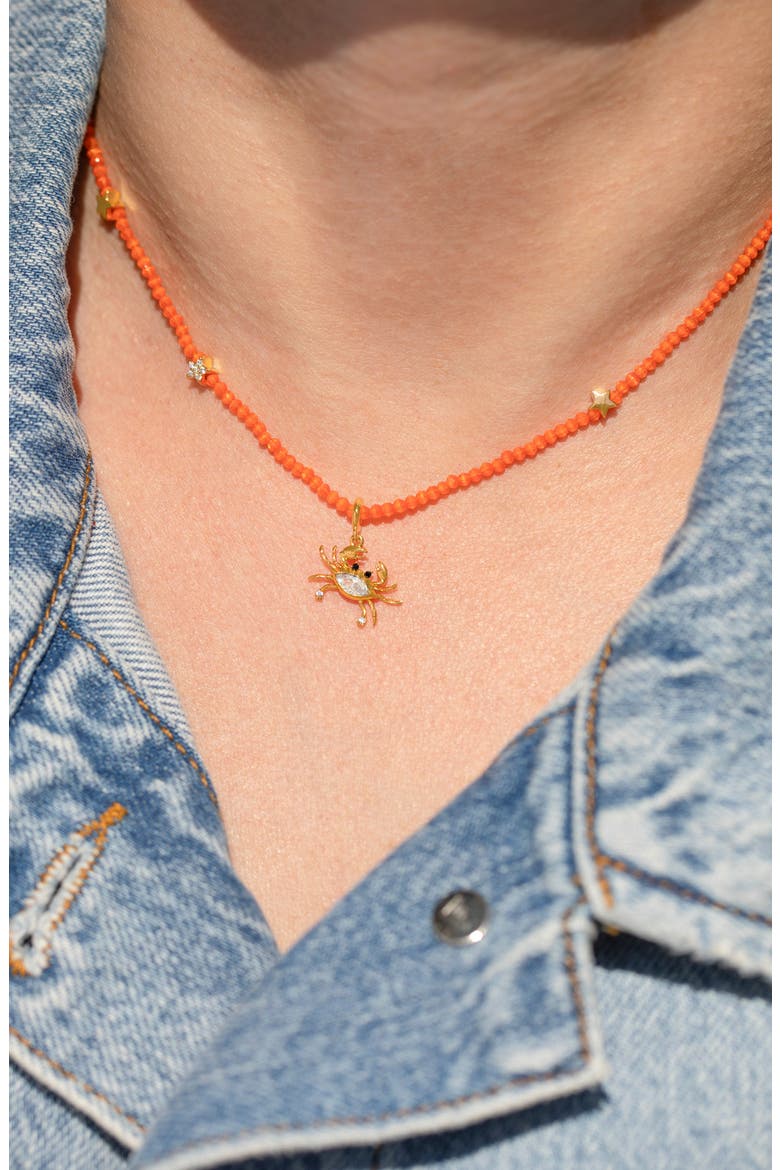 Crab Beaded Necklace, Alternate, color, GOLD