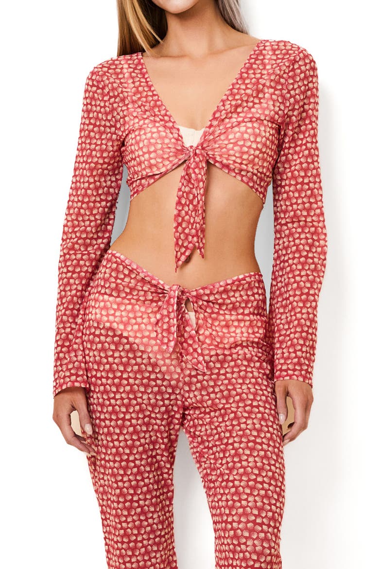 Dolly Sheer Crop Cover-Up Top, Main, color, SHELL PRINT