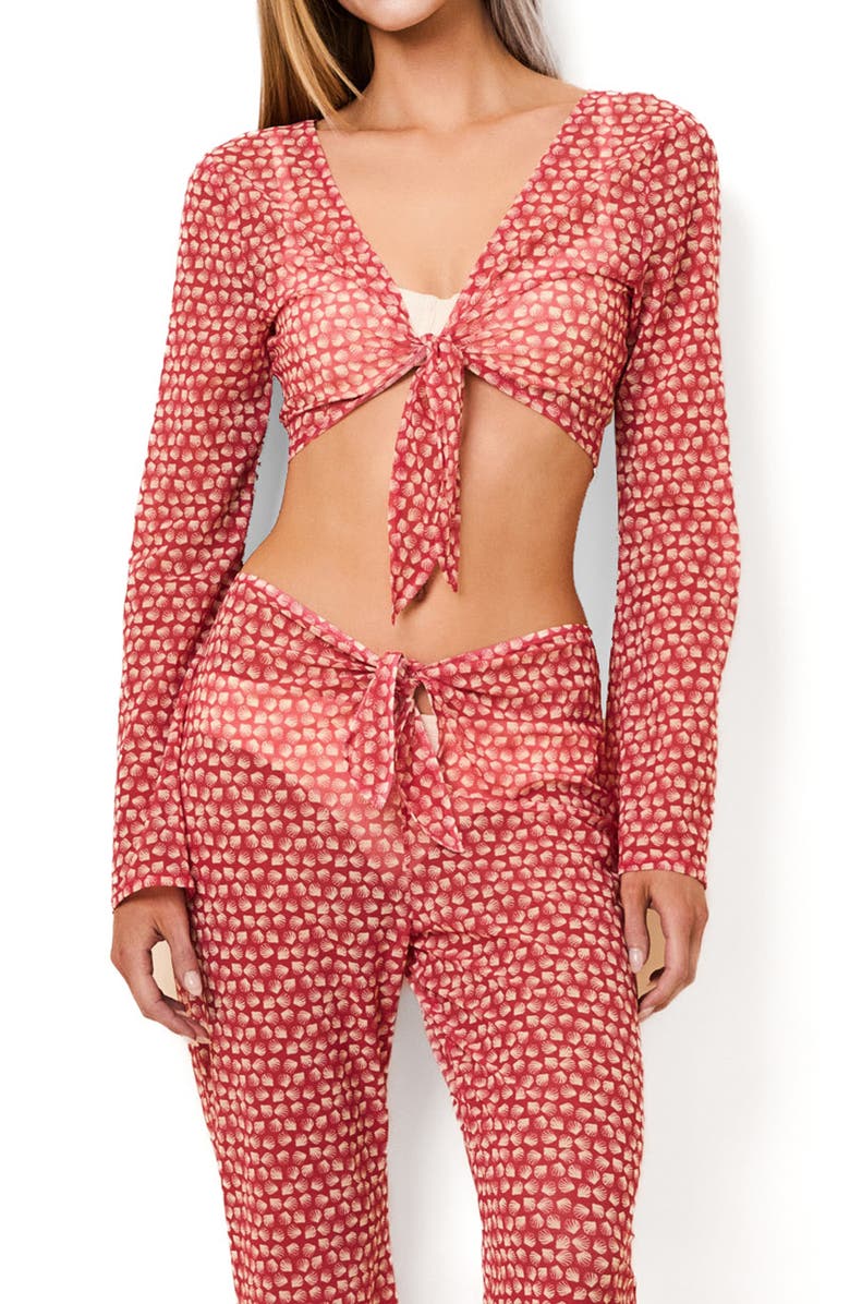 Solid & Striped Dolly Sheer Crop Cover-Up Top, Main, color, Shell Print