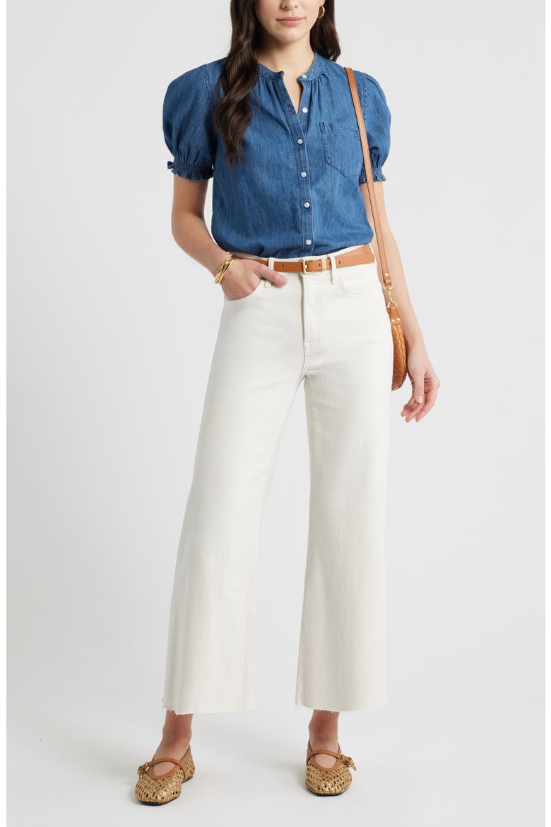 Chambray Button-Up Shirt, Alternate, color, DARK WASH