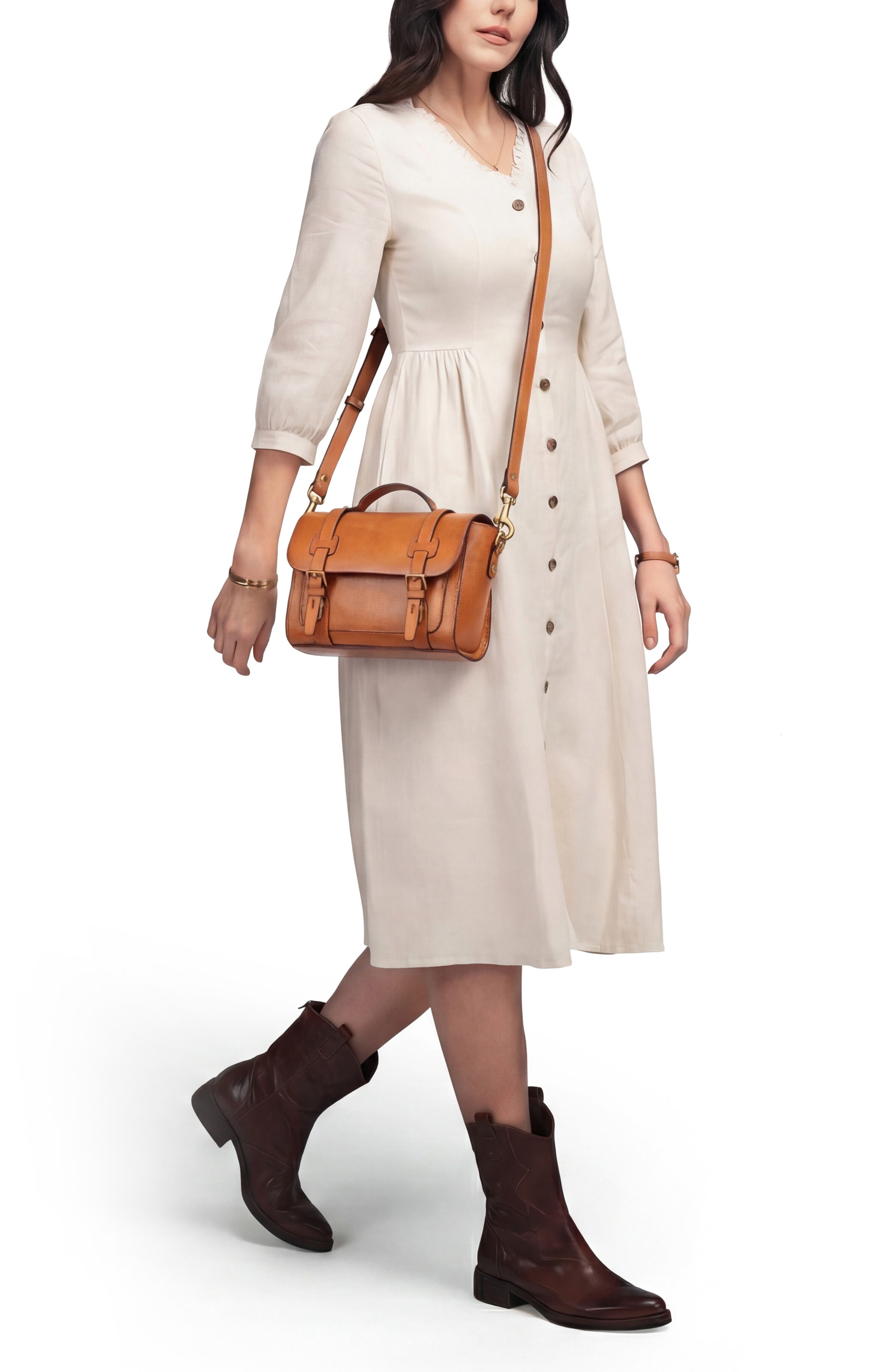 Ficus Leather Mini Satchel, Alternate, color, CARAMEL