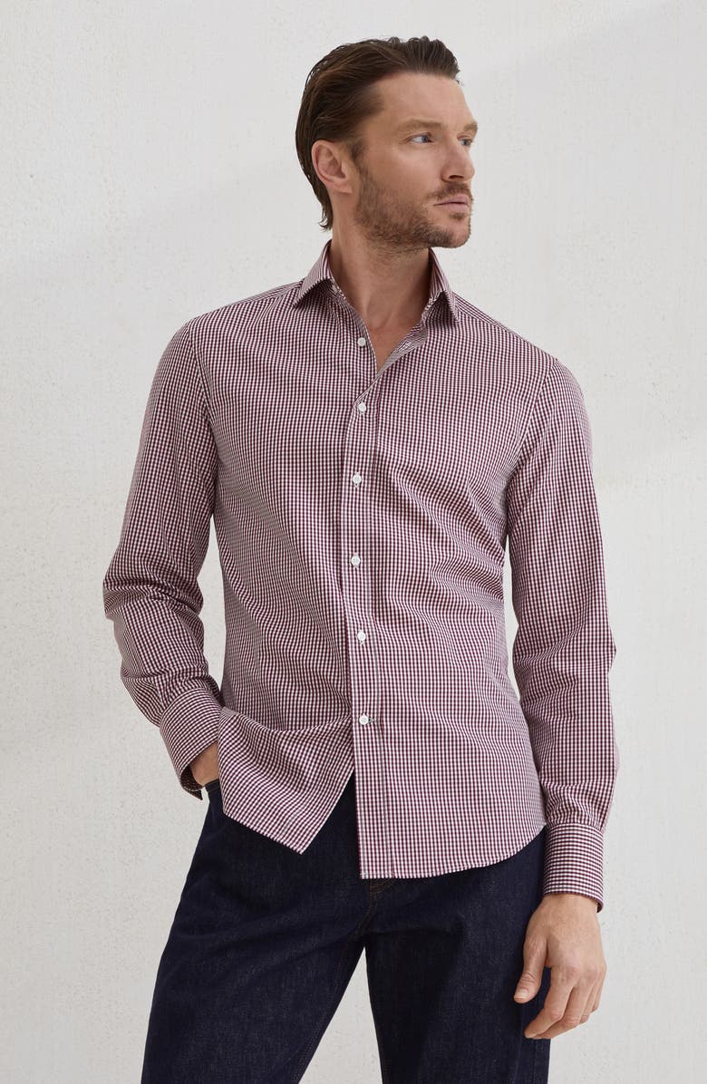 Brunello Cucinelli Check shirt, Alternate, color, Amaranth