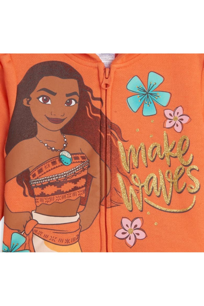 Princess Zip-Up Hooded Sweatshirt, Alternate, color, Moana Coral