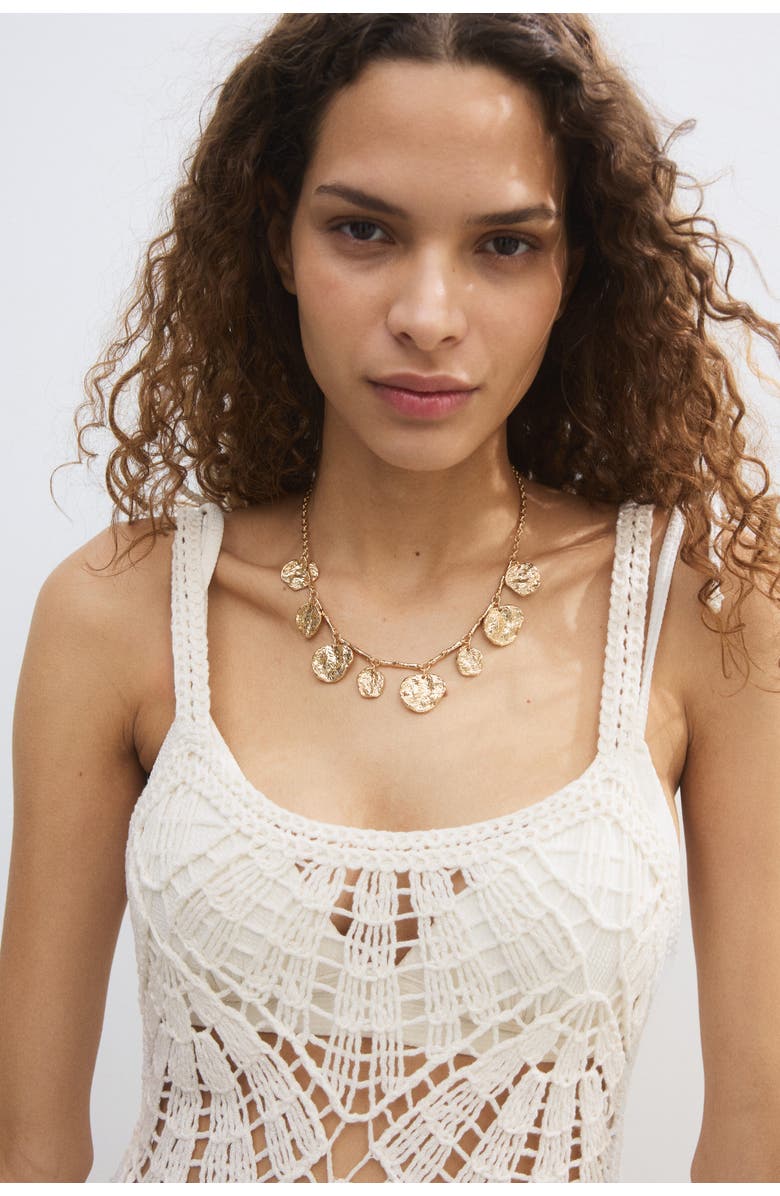 H&M Flounced crochet-look dress, Alternate, color, Cream