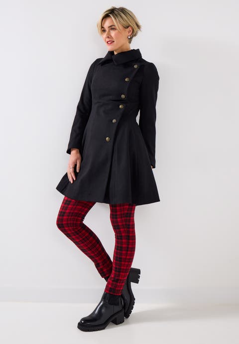 Asymmetrical Wool Blend A Line Coat