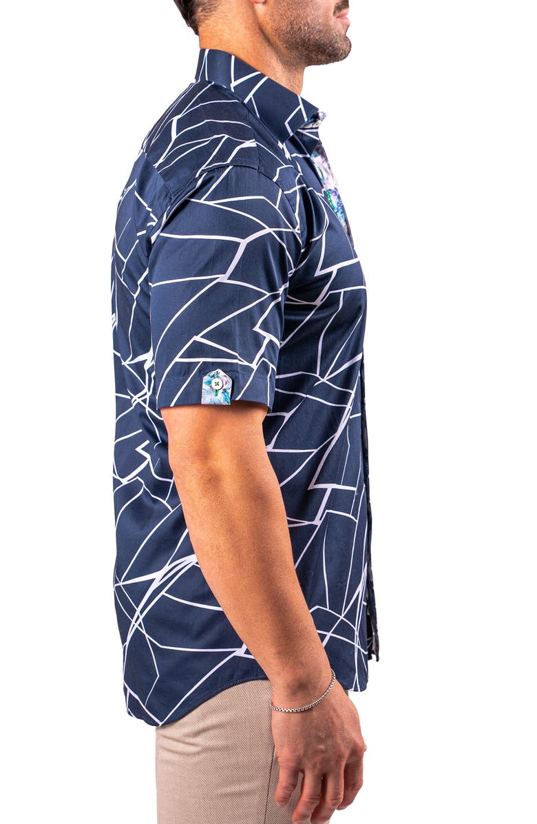 Maceoo Galileo Resistance0370 Blue Short Sleeve Cotton Button-Up Shirt, Alternate, color,