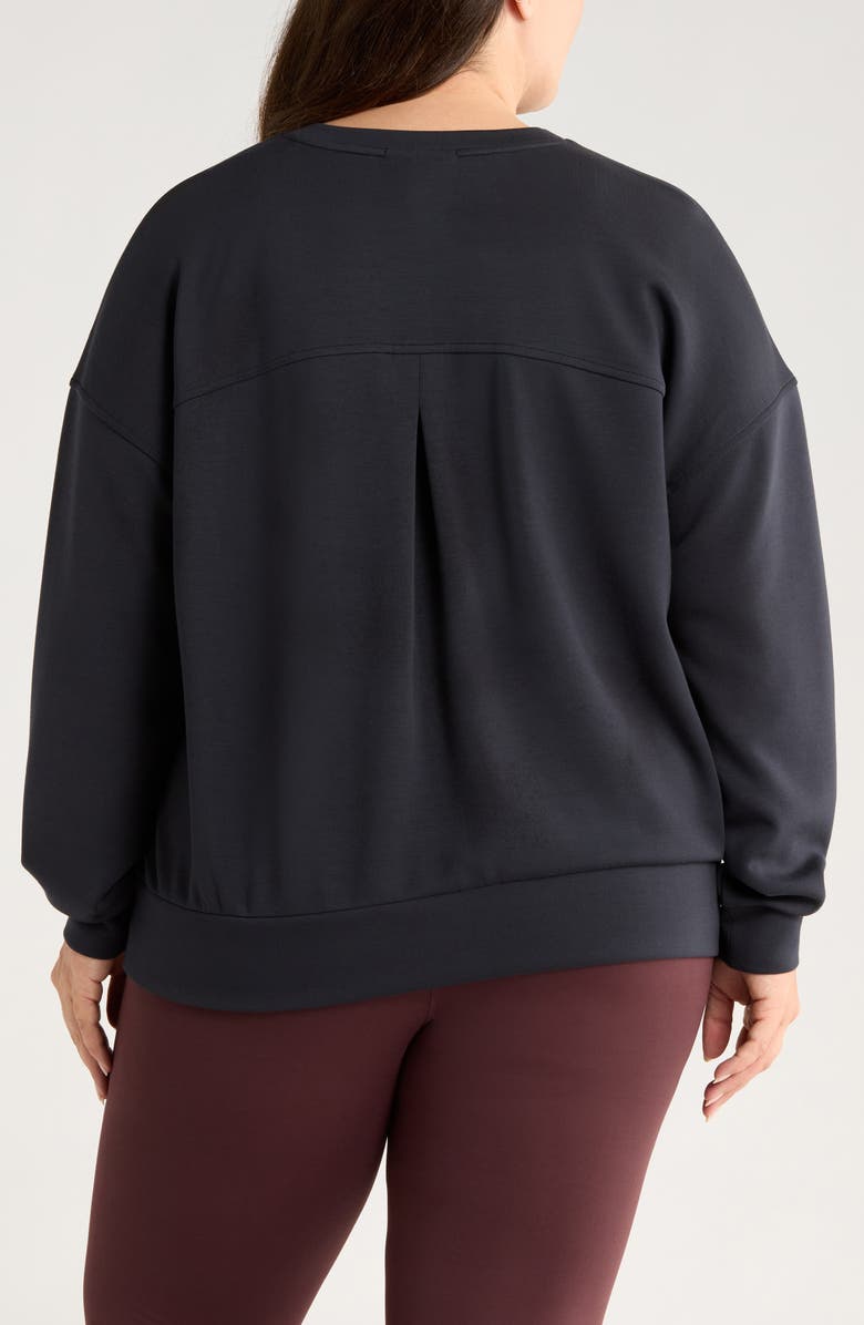 Zella Ultrasoft Boxy Knit Crew Sweatshirt, Alternate, color, Black