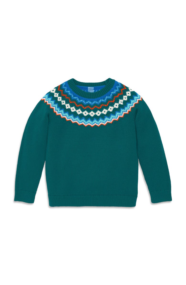 Primary Kids Fair Isle Sweater, Main, color, Spruce