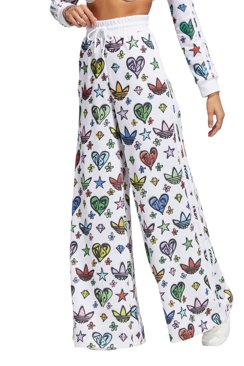 adidas X Jeremy Scott Wide Leg Monogram Track Pants (Women