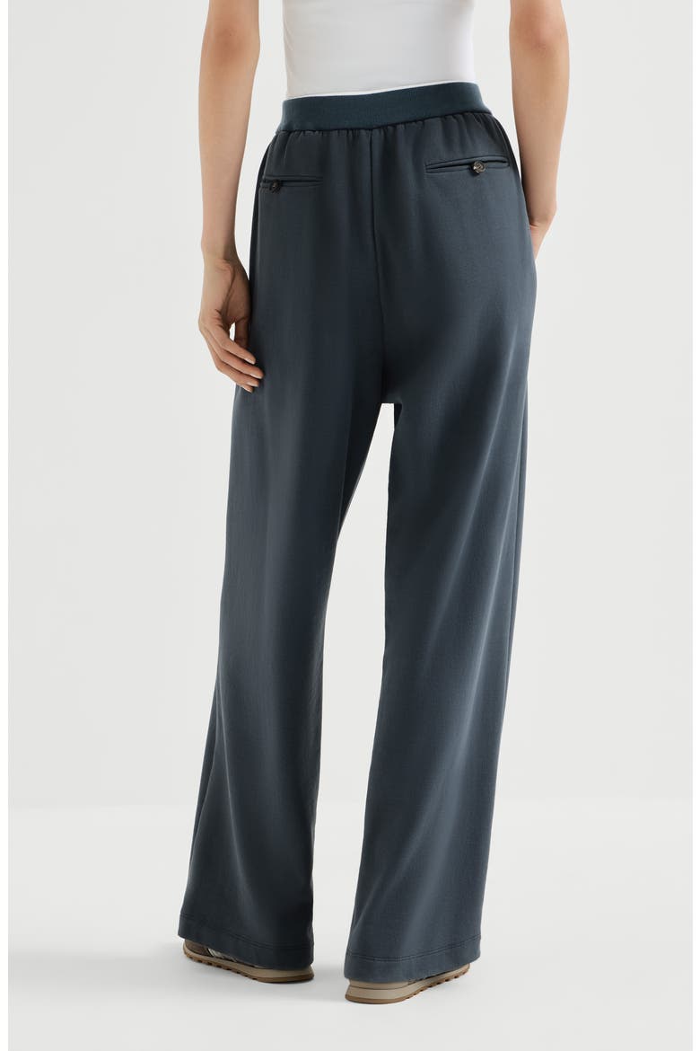 Cotton smooth French terry track trousers, Alternate, color, Navy Blue