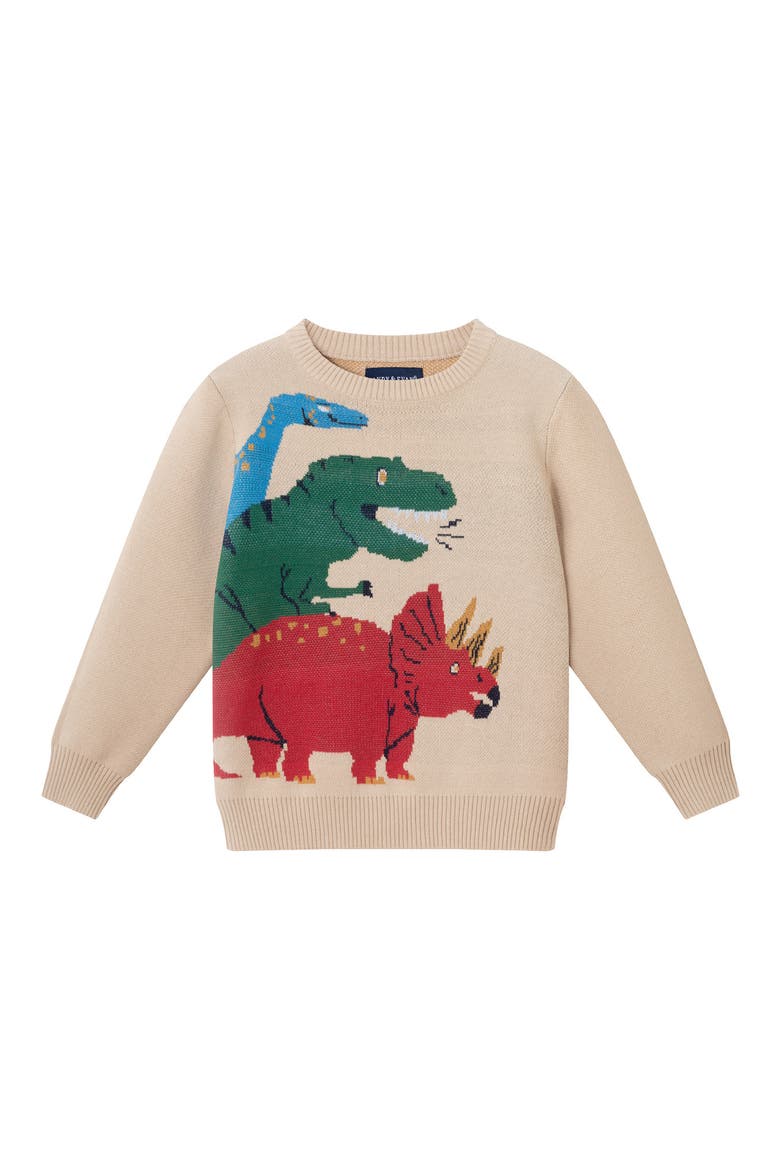 Kids' Cotton Crewneck Sweater, Main, color, BEIGE DINO