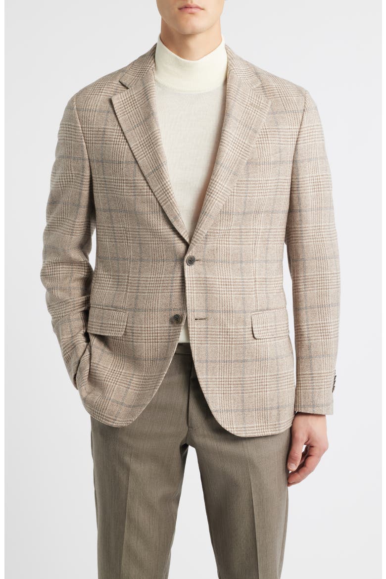 Hyperlight Soft Plaid Wool & Cashmere Sport Coat, Main, color, TAN