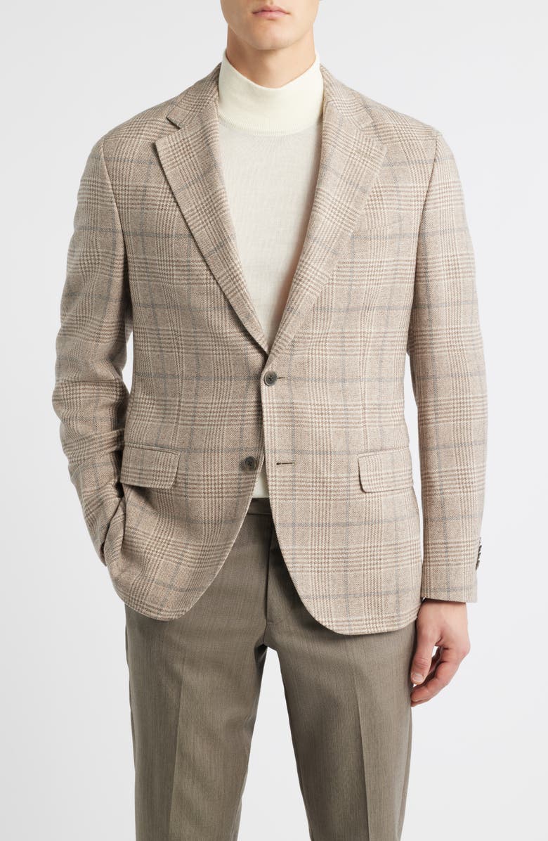 Peter Millar Hyperlight Soft Plaid Wool & Cashmere Sport Coat, Main, color, Tan